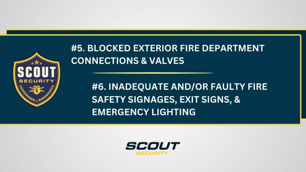 Blocked FDCs, inadequate/faulty fire safety signages and lighting