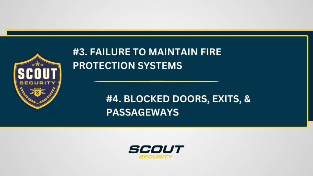 Inadequate fire protection system maintenance, blocked exists and doors
