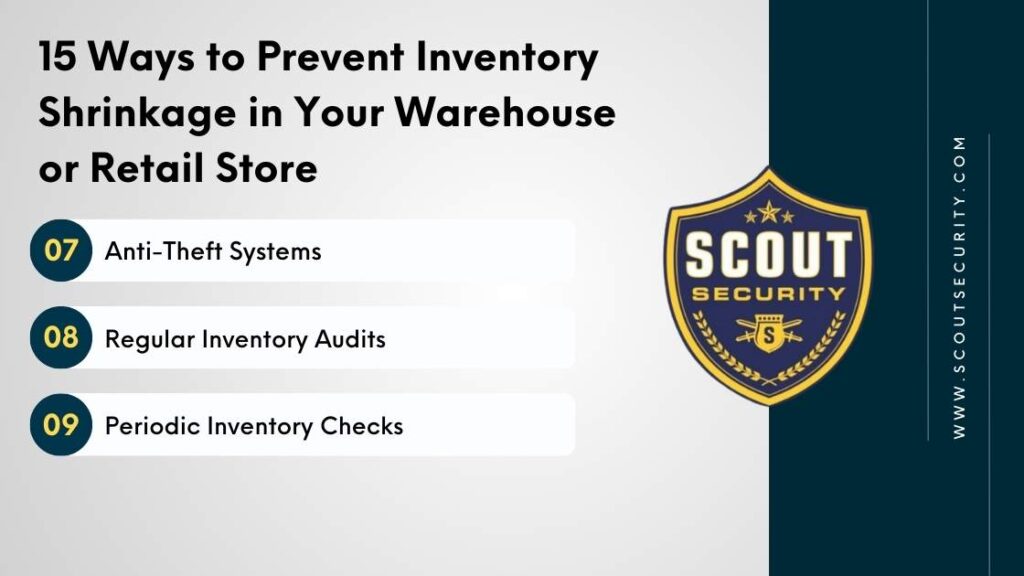 Ways to prevent inventory shrinkage: anti-theft systems | regular inventory audits | periodic inventory checks