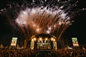 Stage with fireworks